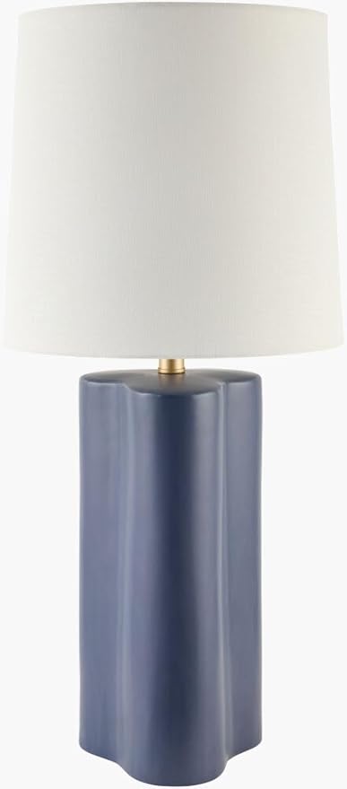 Livabliss Table Lamps, 27" Ocana Modern Bedside Nightstand Table Lamp for Bedroom Living Room Office, Blue Body with White Shade (27" H x 13" W x 13" D)