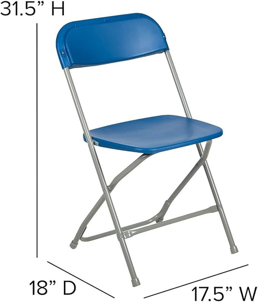 Flash Furniture Hercules Series Plastic Folding Chair - Blue - 650LB Weight Capacity Comfortable Event Chair - Lightweight Folding Chair