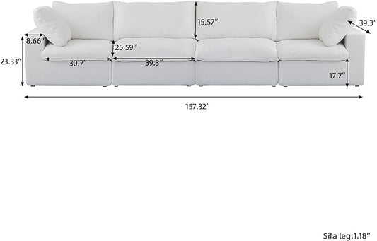 WJShome Modular Sectional Sofa Couch,Down Filled Cloud Couch,Oversized 4 Seater Minimalist Sofa,157.32inch Convertible Deep Seat Couches for Modern Living Room,Cover Removable & Washable