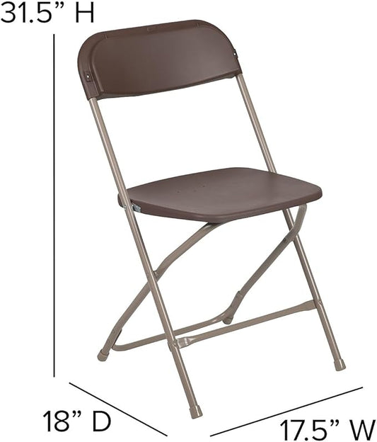 Flash Furniture Hercules Series Plastic Folding Chair - - Brown - 650LB Weight Capacity Comfortable Event Chair - Lightweight Folding Chair -