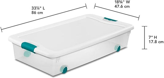 Sterilite 4 Set of 56-Quart Wheeled Storage Bin & 6 Set of 18-Quart Plastic Storage Container w/Latching Lid and Clear Base for Home Organization