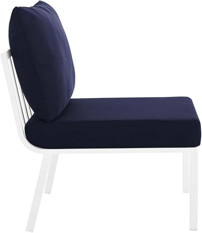 Modway Riverside Outdoor Furniture, 5-Piece Set, White Navy