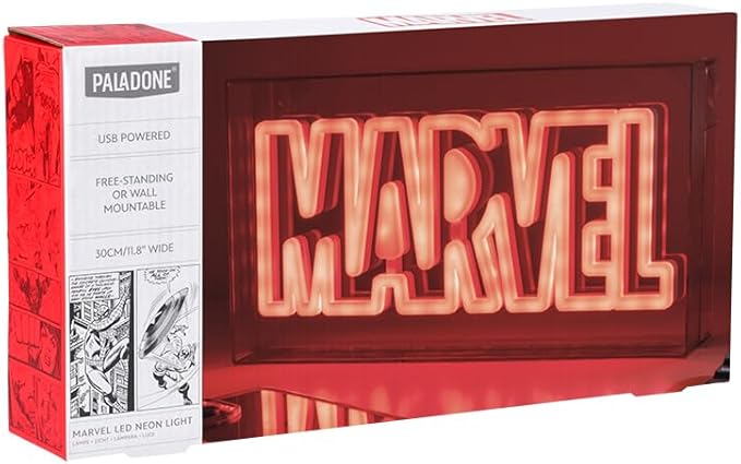 Paladone Marvel LED Neon Logo Light Sign - Wall Mountable or Free Standing - Offially Licensed Marvel Room Decor & Gift