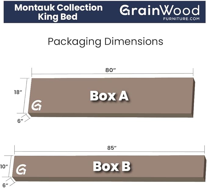 Grain Wood Furniture Montauk Solid Wood Bed, King Size, Rustic Grey