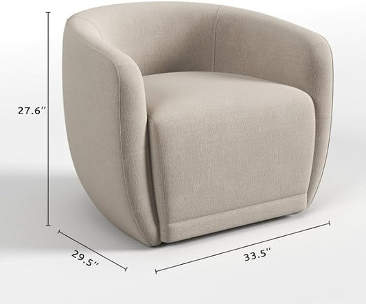 Leyu&Hafort Swivel Accent Chair, Upholstered Reading Armchair, Modern Living Room Chair, Club Living Room Chair for Bedroom, Office, Study, Apartment (Oatmeal)