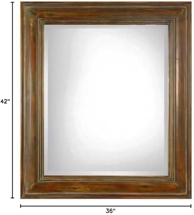 Uttermost 07016 Darian - 42" Square Mirror, Dark Brown/Gold/Sage Glaze Finish