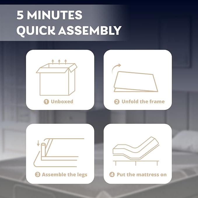 Queen Adjustable Bed Base Frame with Wireless Remote + 12 Inch Queen Gel Memory Foam Mattress Bed in a Box, Head and Foot Incline, Zero Gravity, Fiberglass Free, 80" × 60"