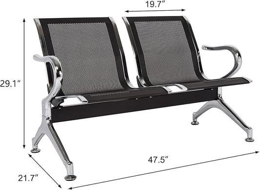 Kinsuite 5-Seat Office Guest Chairs & Reception Chairs - Waiting Room Chairs Airport Reception Seat Bench, Guest Chairs with Arms Lobby Bench Seating for Office Bank Airport Hospital, Black