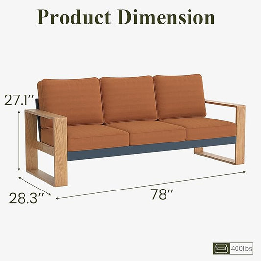 LayinSun Aluminum Patio Furniture Set 3 Seat Sofa, Oversized Seat with Hight Back, Outdoor Conversation Sets for Porch, Balcony, Deck