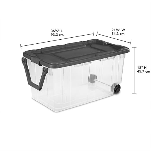 Sterilite 6-Pack Modular Stacker Box, Durable Clear Plastic Storage Bins with Latching Lids, 160 Quart - Stackable Organizing Container Boxes for Closet, Bathroom, and Office