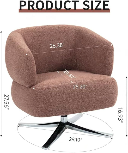 Pro 360° Swivel Accent Chair, Cuddle-Style Lounge Chair with Ergonomic Wrap-Around Backrest, 500LBS Capacity Red Linen Fabric Rotatable Sofa Chair for Living Room, Balcony, Study