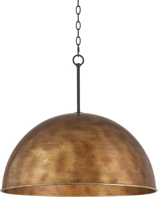 Possini Euro Design Julian 24" Rustic Industrial Pendant Ceiling Light Fixture Dining Room Over Table Kitchen Island Foyer Dome Hanging 4-Light Brown Bronze Finish Hallway Entryway Living Room