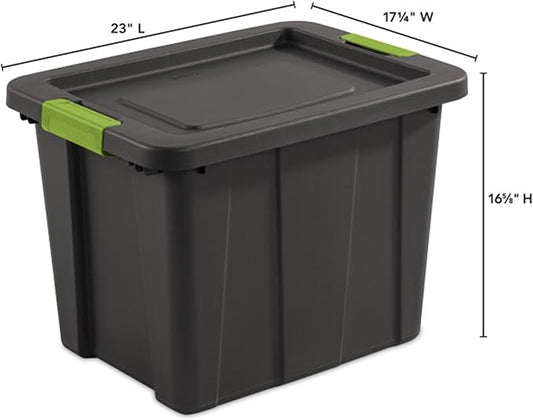 Sterilite 12-Pack Storage Bins with Lids, Heavy Duty Totes, Tuff1, 18 Gallon, Flat Gray