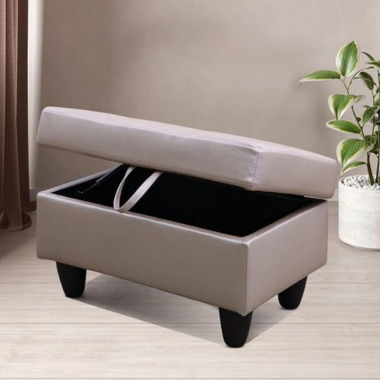 Ottoman Storage Ottoman Bench Faux Leather Footrest Footstool with Hinged Lid for Living Room, Bedroom, Entryway, Latte, 28.5"X19"X17.5"