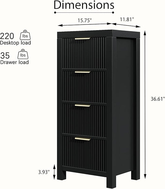 Modern Solid Wood Chest of Drawers, Multifunctional Large-Capacity Storage Drawer Cabinet, Dresser Organizer with Metal Handle, for Hallway, Entryway, Black