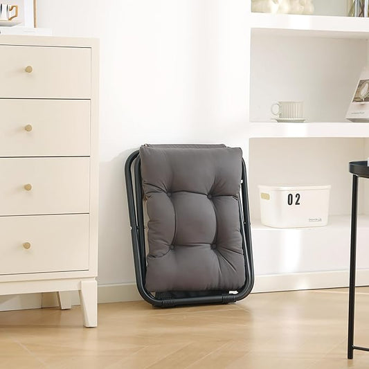 LITA Folding Upholstered Footrest with Straight & Square Shape,Small Ottoman, Dark Grey