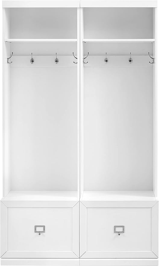 Crosley Furniture Harper 2-Piece Hall Tree Entryway Set with Storage Bench and Coat Rack Hooks for Hanging, White