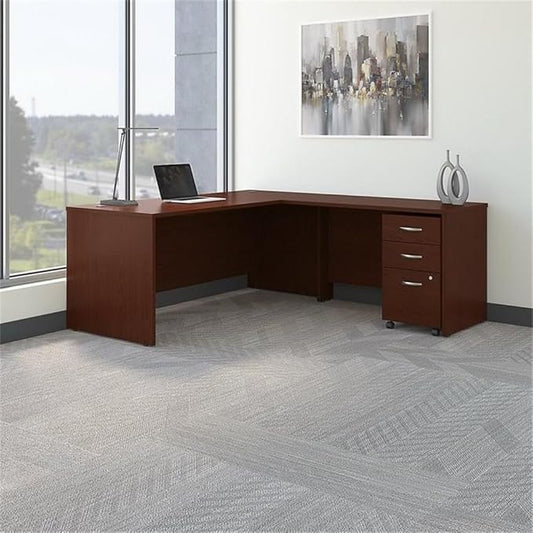 Bush Business Furniture Series C 72W L Shaped Desk with 48W Return and Mobile File Cabinet in Mahogany