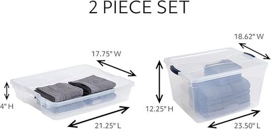 Rubbermaid Cleverstore 74 Qt Clear Storage Bins with Lids and Nesting Tray, 4-Pack, Stackable, BPA-Free, Made in USA