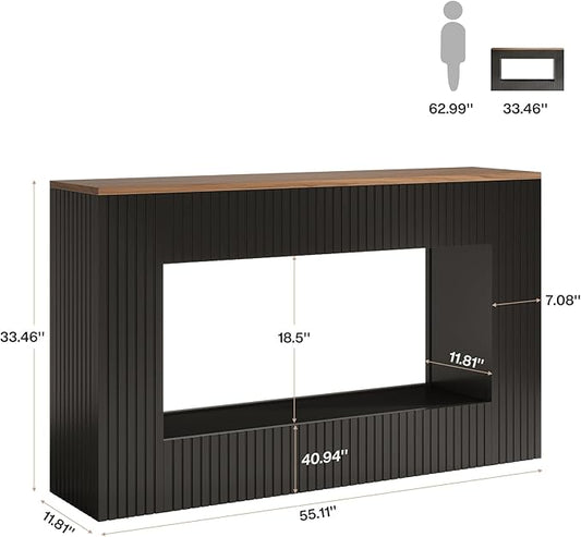 Tribesigns 55" Entryway Table, Modern Console Table with 2-Tier Storage, Narrow Sofa Furniture for Living Room, Entrance, Hallway, Black