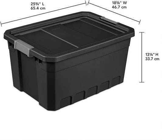 Sterilite 18-Pack Plastic Storage Bins with Lids, Stackable Containers, 19 Gallon, Black