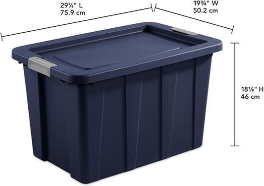 Sterilite 12-Pack Storage Bins with Lids, Heavy Duty Totes, Tuff1, 30 Gallon, Dark Indigo