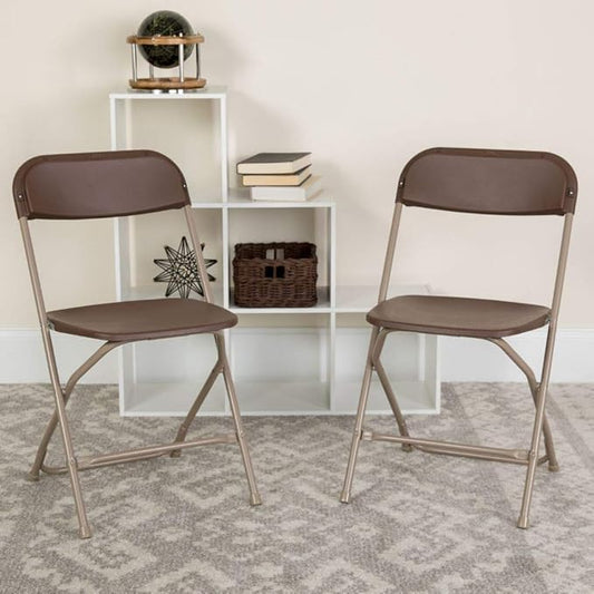 Flash Furniture Hercules™ Series Plastic Folding Chair - Brown - 2 Pack 650LB Weight Capacity Comfortable Event Chair-Lightweight Folding Chair