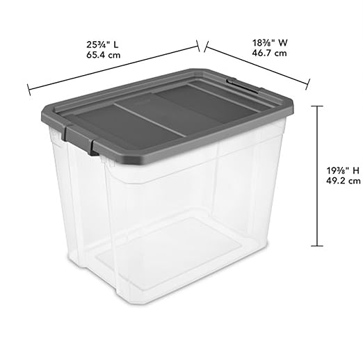 Sterilite 4-Pack Modular Stacker Box, Durable Clear Plastic Storage Bins with Latching Lids, 108 Quart - Stackable Organizing Container Boxes for Closet, Bathroom, and Office