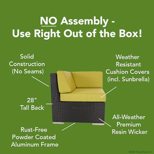 7-Piece Black Wicker Outdoor Patio Sectional Set - No Assembly (Supercrylic Beige)