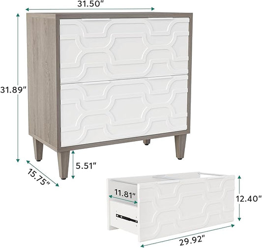 Tribesigns 2-Drawer File Cabinet, Lateral Filing Cabinet for A4/Letter/Legal Size, Office Storage Cabinet, Printer Stand with Storage Drawer for Home Office, White and Gray