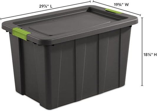 Sterilite 8-Pack Storage Bins with Lids, Heavy Duty Totes, Tuff1, 30 Gallon, Flat Gray