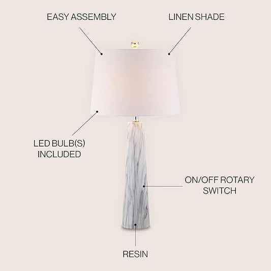 JONATHAN Y JYL1002A Bradley 29" Resin LED Table Lamp Modern Contemporary Glam Bedside Desk Nightstand Lamp for Bedroom Living Room Office College Bookcase LED Bulb Included, White/Black