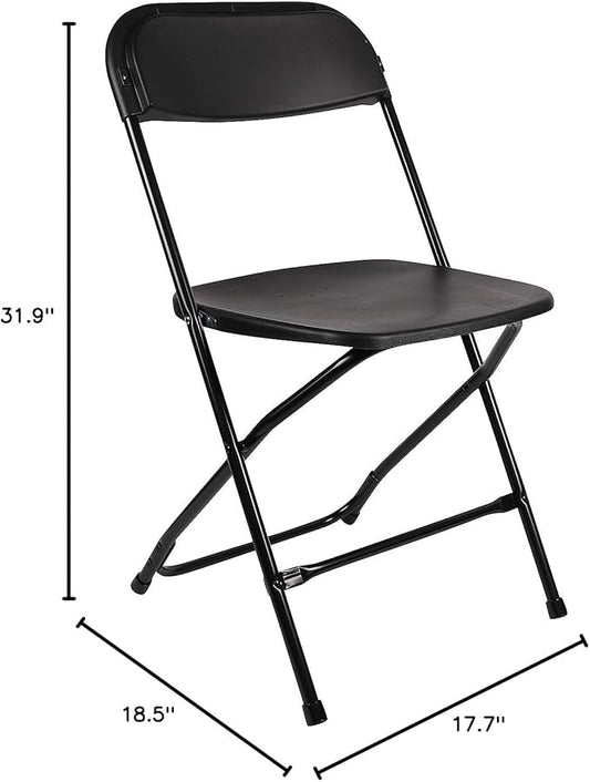 BTEXPERT Set of 20,Black Plastic Folding Chair Steel Frame Commercial High Capacity Event Chair Lightweight Set for Office Wedding Party Picnic Kitchen Dining Church School