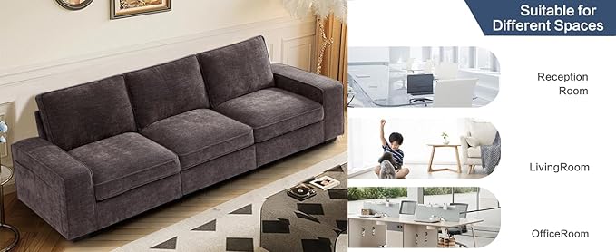 TEKAMON 73" Modular Sofa Couch with Seat Storage, Comfy 2-Seater Chenille Fabric Loveseat Sofa for Living Room, Office, RV, Apartment W/Deep Seat, Wide Arms, USB, Side Pockets, Washable Cover(DkGrey)