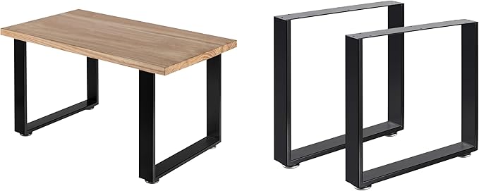 Bench Legs16 Inch,Metal Table Legs16”H x 17.7”W, Furniture Desk Chair Legs,Coffee Table Legs, Set of 2, Black