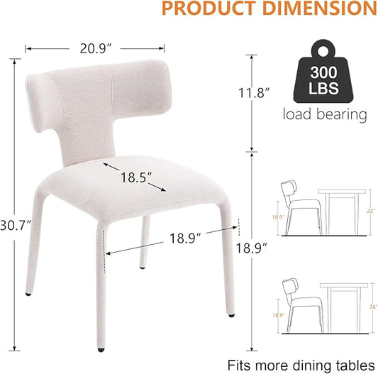 Kidol & Shellder Dining Chairs Set of 4,Modern Upholstered Fabric Dining Room Chairs with Curved Barrel Back,Armless Kitchen Chairs with Metal Legs and Padded Seat for Living Room and Bedroom Beige