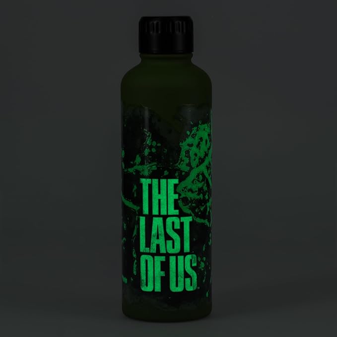 Paladone The Last of Us Official Licensed Movie Icon Glow in the Dark Water Bottle, Gamer Decor and Gift, Neon Green Desk Accessory for All Ages, Drinkware for Gaming Fans