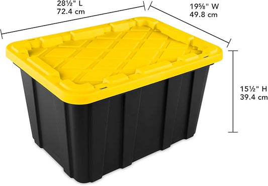 Sterilite 12-Pack Industrial Tote, Plastic Storage Container Bins with Lids, 27 Gallon - Heavy-Duty Organizing Containers for Closet, Bathroom, and Office