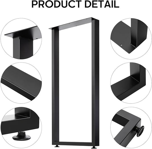 36 Inch Metal Bar Table Legs for Desk, Dining Table with Adjustable Feet Pads,Home DIY Furniture Legs,Black Set of 2(W18”*H36”).