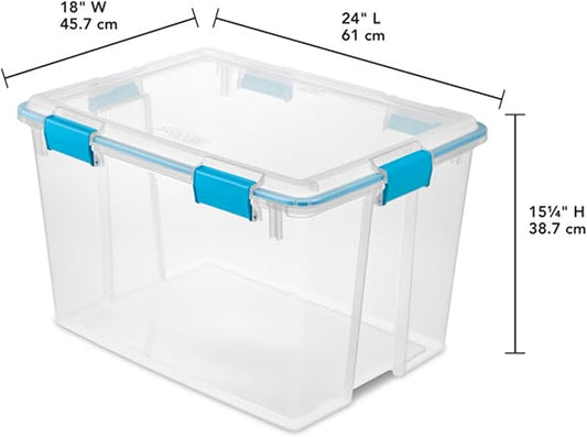 Sterilite 8-Pack Gasket Box, Weather-Resistant Storage Bins with Latching Lids, 80 Quart - Heavy-Duty Organizing Containers for Closet, Bathroom, and Office