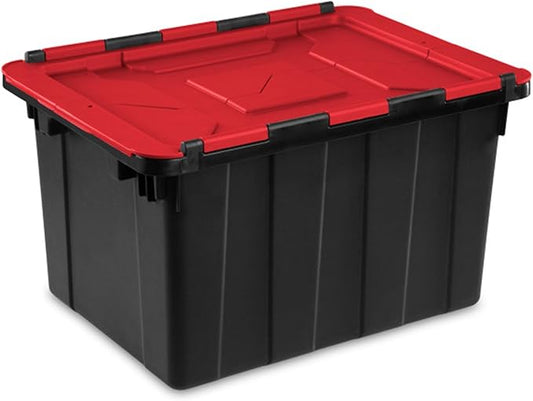 Sterilite 12-Pack 12 Gallon Hinged Lid Industrial Tote, Heavy-Duty Plastic Organizer - Stackable Multipurpose Home Storage Bins with Contoured Handles for Garage, Basement or Attic Organization