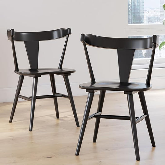 Signature Design by Ashley Gretlynn Casual Solid Wood Armless Dining Chair, Set of 2, Black