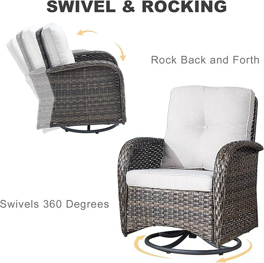 HUMMUH 7-Piece Outdoor Patio Furniture PE Wicker Patio Conversation Set,High Back Patio Couch with Coffee Tables Outdoor Chairs for Backyard,Porch,Deck