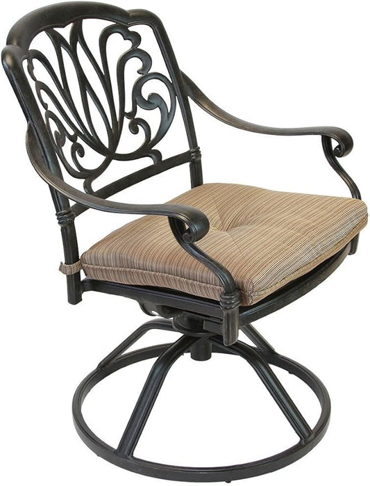 Elizabeth Cast Aluminum Powder Coated 7pc Outdoor Patio Dining Set with 42" X 72" Oval Table - Antique Bronze