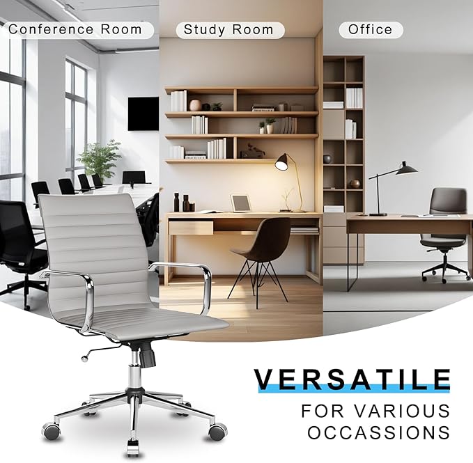 Office Chair Ergonomic Swivel Desk Chair with Wheels Adjustable Heavy-Computer Chair for Home and Conference Room Wide 22.83in Seat for Women and Men ,Grey