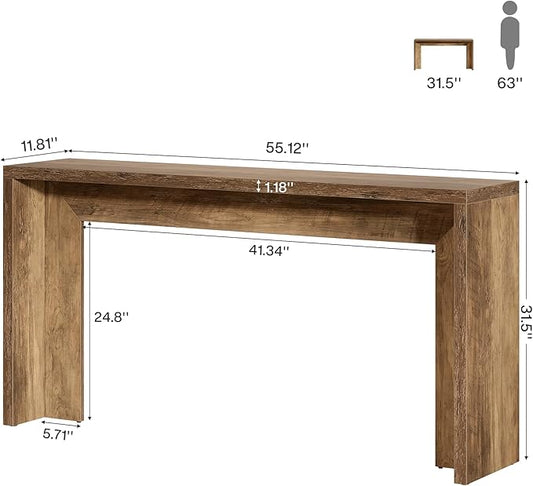 Tribesigns 55-Inch Farmhouse Console Table, Wooden Couch Table Behind Sofa with Storage, Narrow Long Entryway Hallway Table for Living Room, Entrance (Brown)