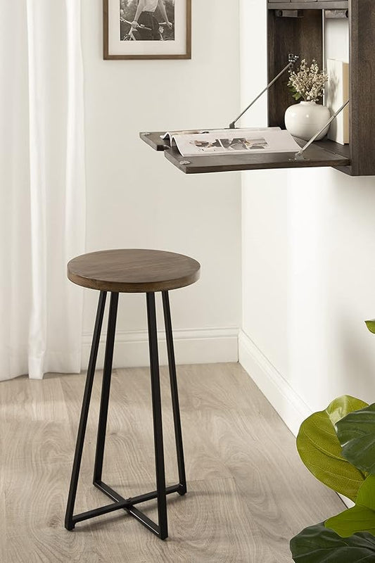 Kate and Laurel Zia Modern Counter Stool, 13 x 13 x 25, Natural Wood and Black, Decorative Contemporary Stool for Kitchen