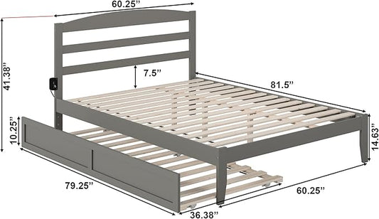 AFI, Warren Queen Platform Bed with Twin XL Trundle, Grey