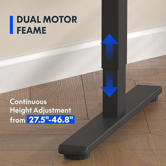 FLEXISPOT E3 Bamboo Dual Motor Electric Standing Desk 55 x 28 Sit Stand Up Desk, Holds 220 lbs, Adjustable Height w/ Memory Presets, Solid Bamboo Curved Desktop & Black Frame, Ships in 2 Boxes