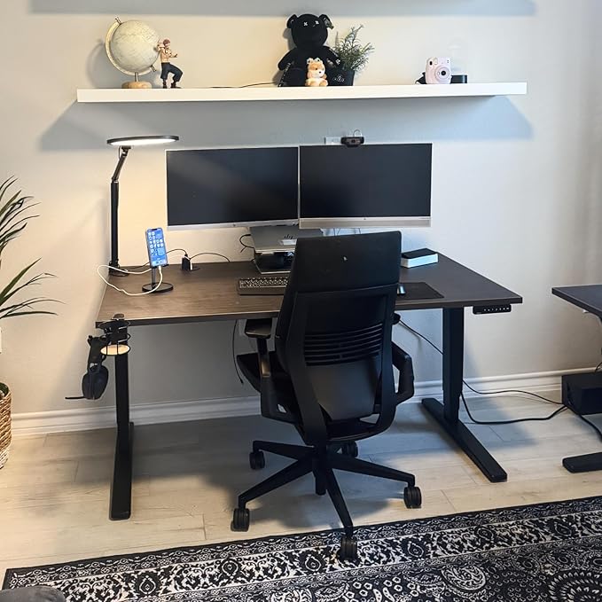 UPLIFTDESK V2 2-Leg White Laminate Wood Standing Desk – Adjustable Height, Advanced 1-Touch Memory Keypad, Under Desk Cable Management, Wire Grommets & Rocker Board (Black C-Frame, 48 x 30 inch)